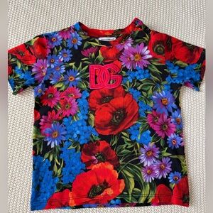Dolce & Gabbana Kids Floral Tee - Red, Blue, Purple